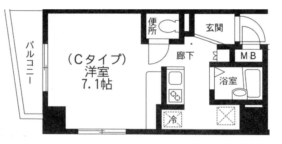 三和第一ビル 10階 1Kの間取り