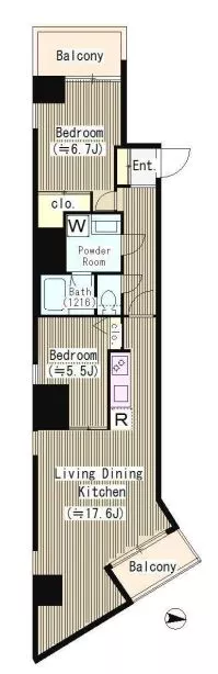 レジデンス本郷アコマ 6階 2LDKの間取り