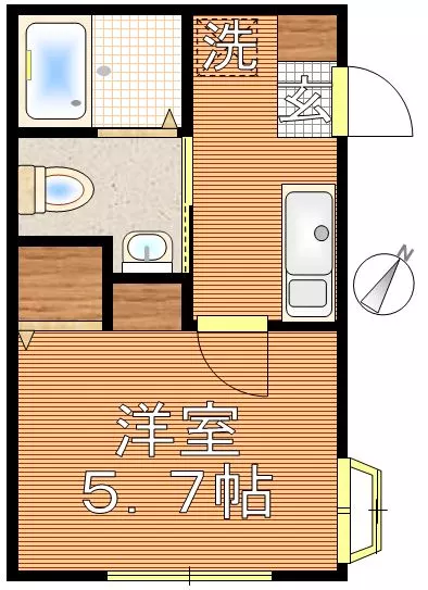 ペティソレイユ 2階 1Kの間取り