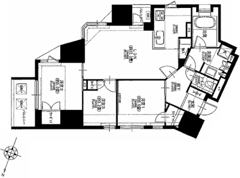 【築浅】インプレスト文京東大前 4階 3LDKの間取り