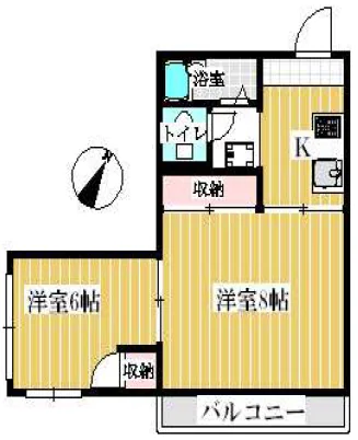 小川マンション 1階 2Kの間取り