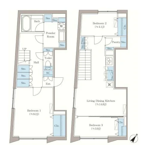 アローズ茗荷谷 5階 3LDKの間取り