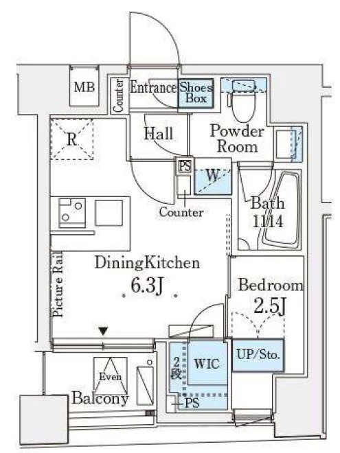 レジデンス文京春日 5階 1DKの間取り