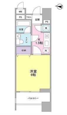 ロネスタR文京護国寺 3階 1Kの間取り