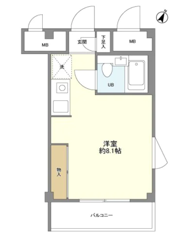 アービス白山 2階 1Rの間取り