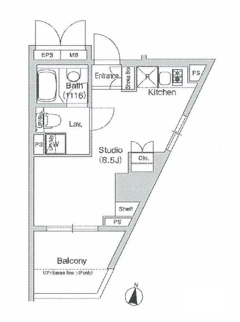 コンフォリア文京春日 6階 1Rの間取り