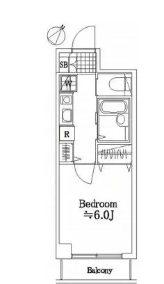 ザ・レジデンス・オブ・トーキョーM23 5階 1Kの間取り