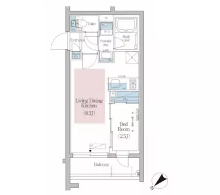 【新築】アーバネックス文京小石川 3階 1LDKの間取り