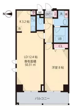 プレシャス音羽 9階 1LDKの間取り