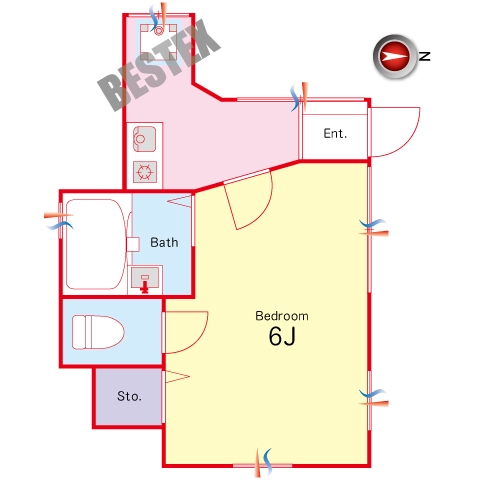 コーポ平野 1階 1Kの間取り