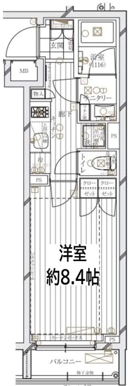 レガリス文京大塚 1階 1Kの間取り