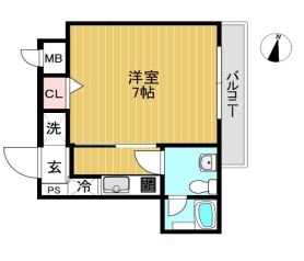 カスティーロ白山 5階 1Kの間取り