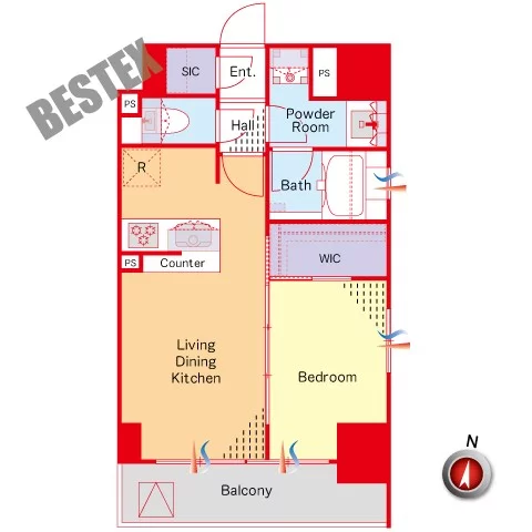 【築浅】テラス文京本郷 6階 1LDKの間取り