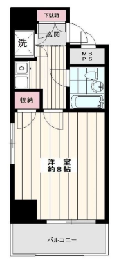グランドメゾン茗荷谷 9階 1Kの間取り