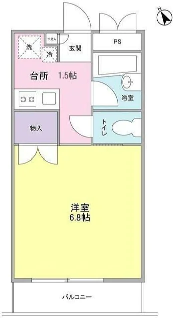 フローラ本駒込 2階 1Kの間取り