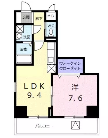 アクシオン音羽 5階 1DKの間取り