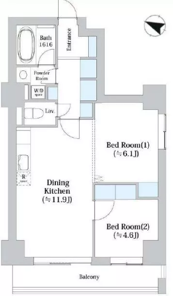 アーバンシティ音羽 2階 2LDKの間取り