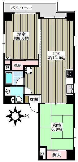 白山井口ビル 2階 2LDKの間取り
