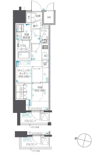 【新築】ZOOM本郷 4階 1DKの間取り