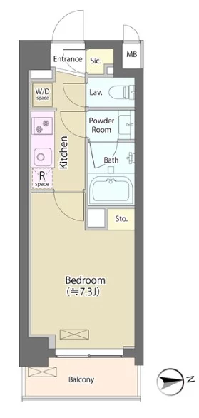 【築浅】神明公園ハイツ・文京 2階 1Kの間取り