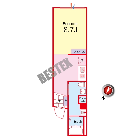 【築浅】ステラ外神田 5階 1Rの間取り