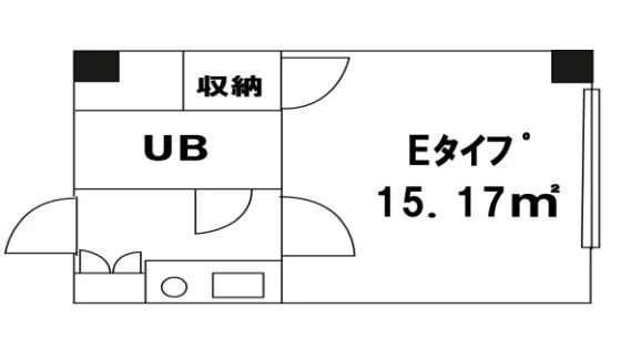 グランハイツ1 4階 1Kの間取り
