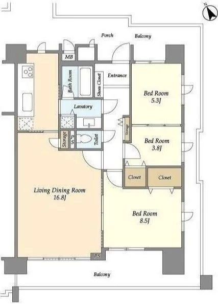 ガーデン文京白山 1階 2SLDKの間取り
