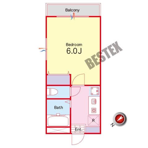 メゾンフラワー千石 1階 1Kの間取り