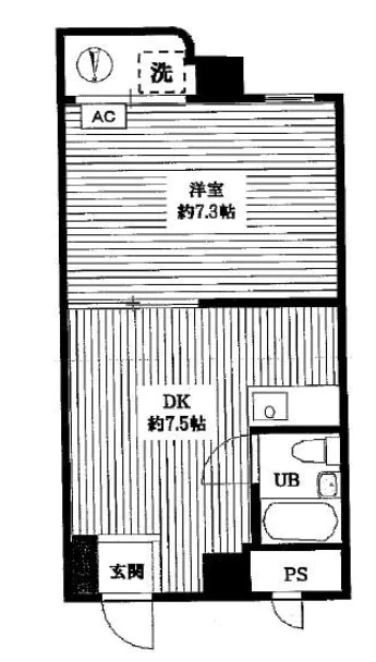 後楽園キャステール 8階 1DKの間取り