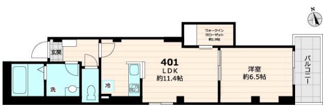 仮称：ハイニーサ本郷 4階 1LDKの間取り