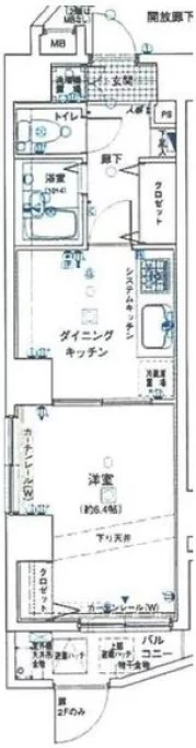シンシア本郷三丁目 5階 1Kの間取り