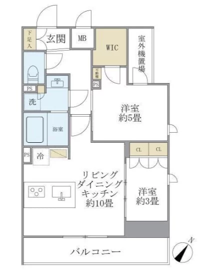 ジオエント駒込 7階 2LDKの間取り