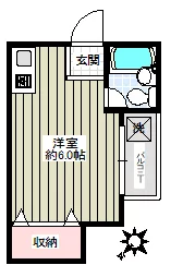 コーポハラダ 3階 1Rの間取り