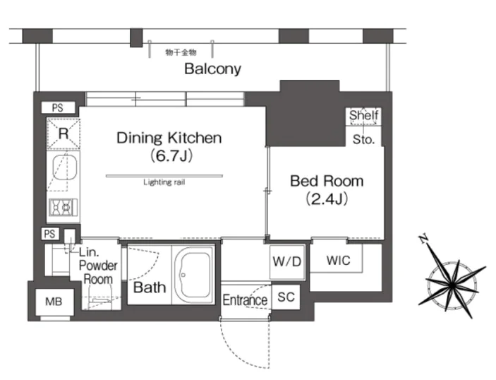 BluRock後楽園 (旧クレヴィアリグゼ文京後楽園) 14階 1DKの間取り