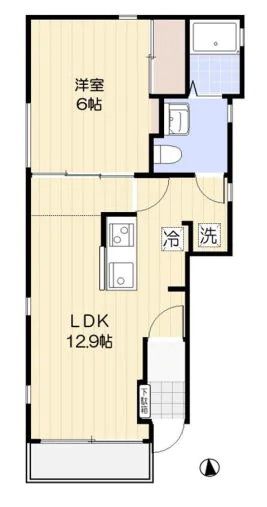 キアロ 1階 1LDKの間取り