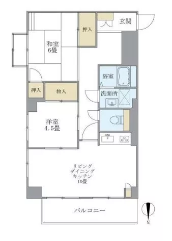 東建小石川マンション 6階 2LDKの間取り