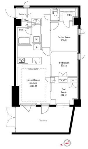 343レジデンス後楽園（オープンレジデンシア） 1階 3LDKの間取り