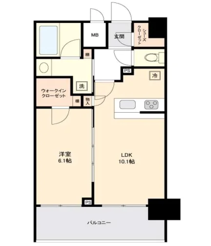 ステージグランデ文京白山 8階 1LDKの間取り