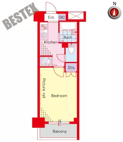 スカイコート文京白山第3 4階 1Kの間取り
