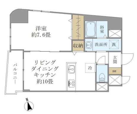 【築浅】ISM御茶ノ水 2階 1LDKの間取り