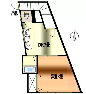 百瀬アパート 2階 1DKの間取り