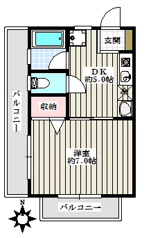 森田ビル 3階 1DKの間取り
