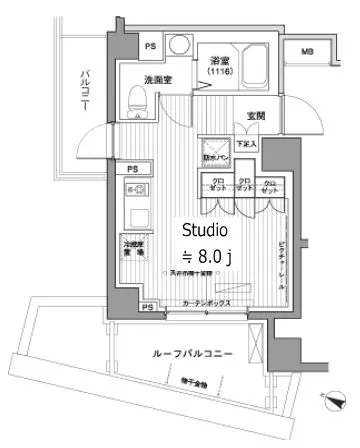 ヒューリックレジデンス茗荷谷 4階 1Rの間取り