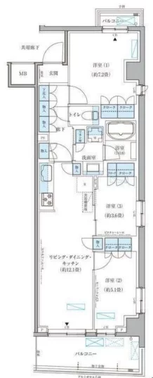 【新築】パークアクシス文京本郷 5階 3LDKの間取り