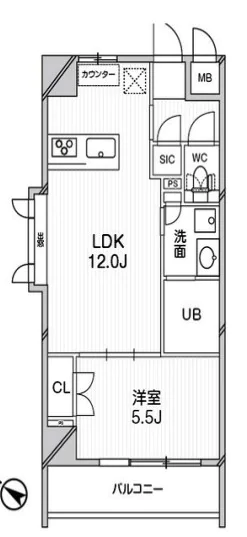 エルスタンザ文京千駄木 3階 1LDKの間取り
