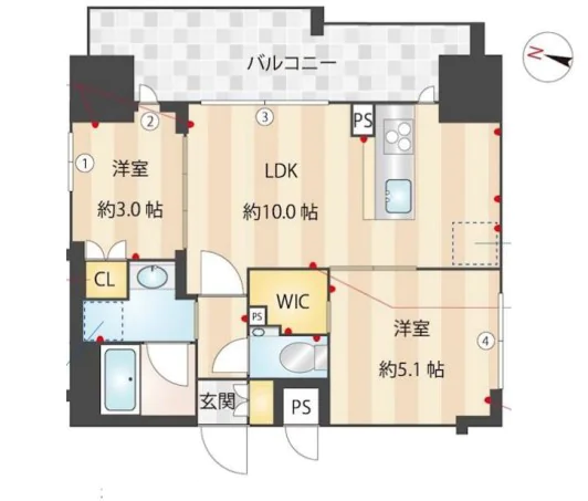 【新築】ZOOM本郷 5階 2LDKの間取り
