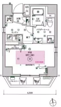 フェルクルールプレスト文京湯島 4階 1Kの間取り