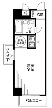 ライオンズマンション文京第3 4階 1Rの間取り