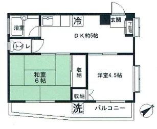 ハイツメルン 4階 2DKの間取り