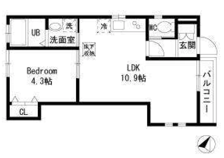 【築浅】Mocha Blanche(モカ ブランシェ) 1階 1LDKの間取り